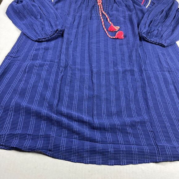 Anthropologie Conditions Apply Dress Small Blue Peasant Boho Tassel Sleeve Tunic - Picture 2 of 13